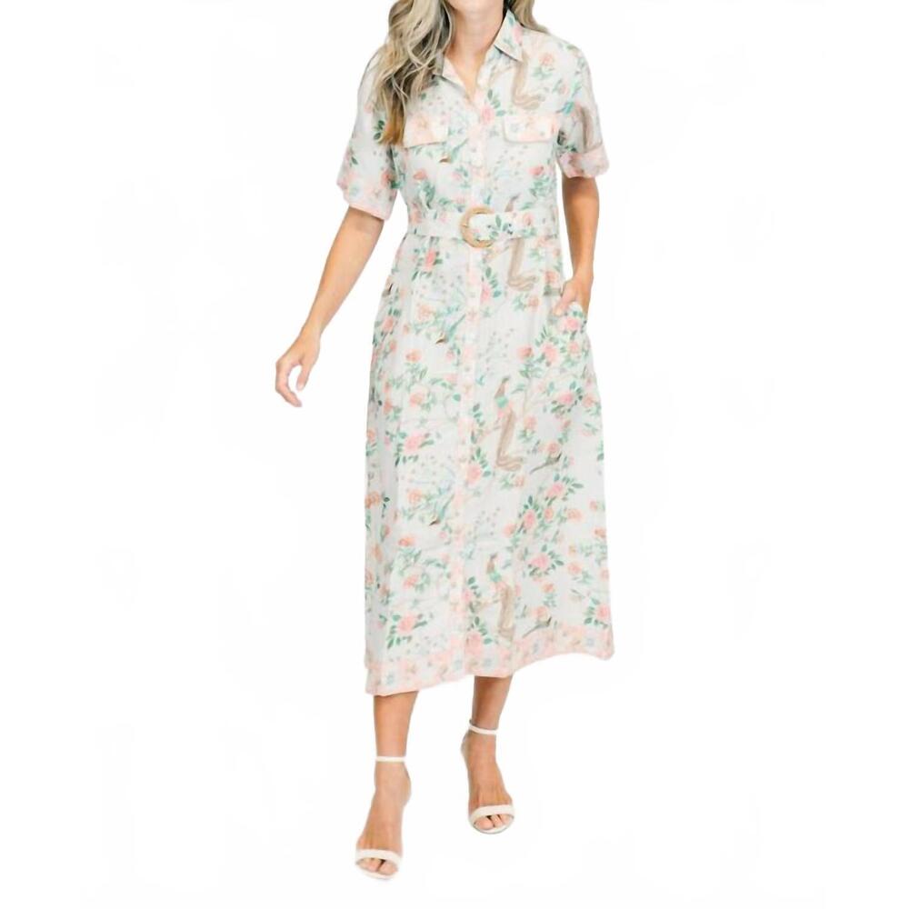 NEW MARIGOLD penelope petite feuille dress in beige